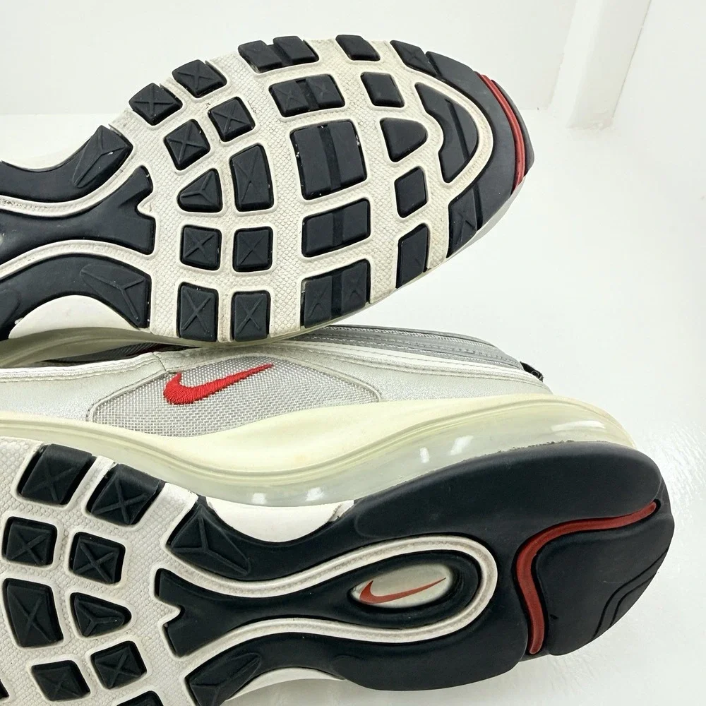 Nike Air Max 97 Silver Grey Red 844421-001 Mens 8.5 UK 7.5 EU 42 Sneakers